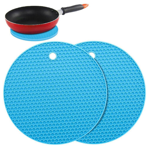 DIYOO round coasters blue 2 pcs non-slip cup mat
