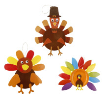 Thanksgiving crafting set turkey pendant paper tray 3 pcs