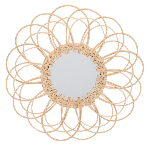 Woven Rattan Wall Hanging Mirror Home Decor 1pc