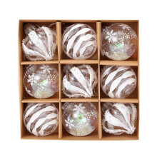 9-Piece Clear Glitter Christmas Baubles Set