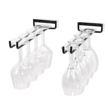 Juego de 2 soportes metálicos para copas de vino para guardar debajo del armario.