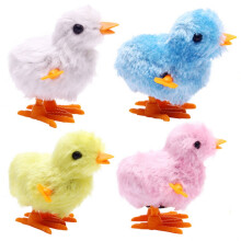 Pintinho de pelúcia decorativo de Páscoa, brinquedo de corda que pula,