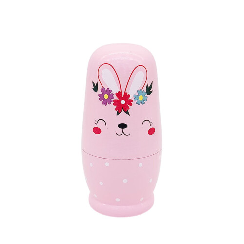 5-Piece Wooden Easter Bunny Nesting Doll Set