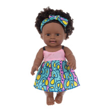 Black Curly Reborn Baby Doll 30 cm Vinyl Toy