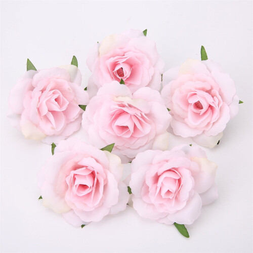 Rosa artificiale in seta, testa singola, 8 cm, rosa