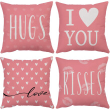 Housses de coussin pour la Saint-Valentin, motif cœur en velours rose