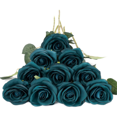 Rose di seta nere – 12 pezzi, stelo lungo 54 cm