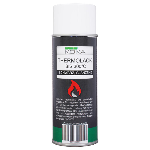 Thermolack Schwarz Glänzend bis 300 Grad Celsius 1 Stück (400ml)
