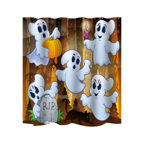 Halloween-tryckt duschdraperi 152x180cm
