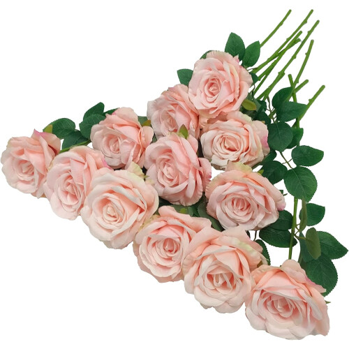 Rose artificiali nere – 12 pezzi, 10 cm, in seta e plastica