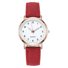 Orologio da polso da donna al quarzo analogico con cinturino in pelle, orologio alla moda, 100% nuovo, rosso