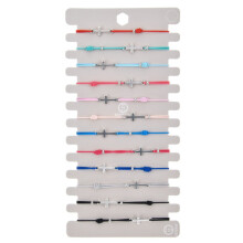 JUNTEX 12 peças/lote Pulseira de cordão com cruz, pulseiras ajustáveis com pingente para mulheres, meninas, adolescentes e crianças, joias