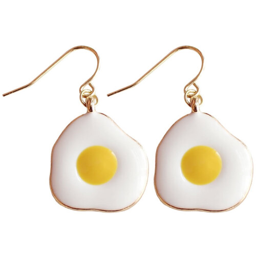1 par stekte egg øredobber søte posjerte egg dingle dråpeøreringer dameøreringer