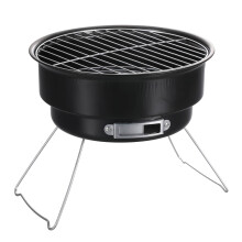 Draagbare ronde barbecue, opvouwbare grill van roestvrij staal, geschikt voor buitengebruik, zwart