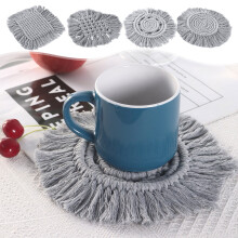 Jacenvly Wanddeko-Set fürs Schlafzimmer: Graue, gewebte Untersetzer mit dicken Quasten, isolierende Matte, Tischset im Boho-Stil, Küchendeko