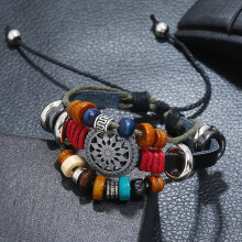 Conjunto de pulseiras de couro trançado à mão multicamadas Kiplyki para atacado, elegante e unissex.