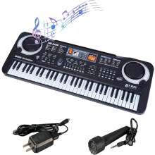 61-tangenters digitalt elektriskt piano bärbart musiktangentbord med mikrofon elektriskt piano för barns undervisningsleksaker, svart