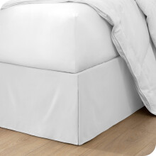 Fustă de pat plisată Bare Home - 38 cm, croită la comandă, ușor de montat - Pliuri centrale și de colț, alb rece, Twin XL