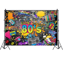 Fundal anii '80, hip hop, graffiti, artă, perete de cărămidă, muzică, fundal foto, banner