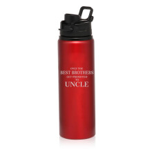 25oz Wasserflasche Sport-Reisebecher Geschenk Die besten Brüder werden zum Onkel befördert (Rot)