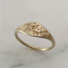 Anello da donna RSAMD in lega con motivo floreale intagliato, gioiello per feste e compleanni - Oro - 9