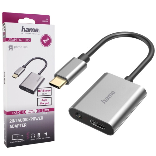 Hama 2in1 USB-C auf 3,5mm Audio-Adapter mit Ladefunktion
