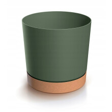 Pot de fleurs rond Tubo vert avec soucoupe 12,8 cm