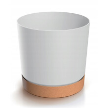 Pot de fleurs rond blanc Tubo avec soucoupe 12,8 cm