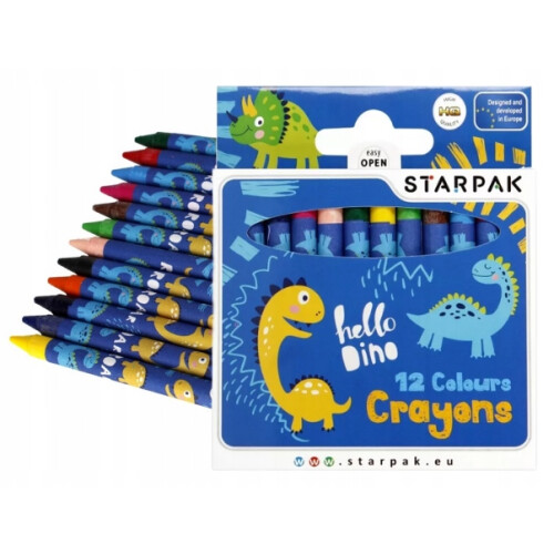 Crayons de cire Dino, 12 couleurs