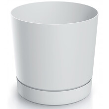 Bloempot met schotel, wit plastic, 13 cm, Tubo