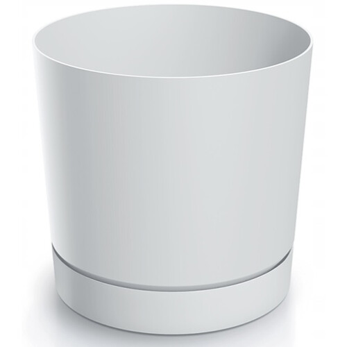 Prosperplast Maceta con platillo, plástico blanco, 13 cm, Tubo