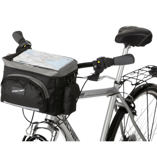 Fischer Lenker-Tasche Schwarz mit Regencover