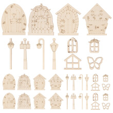 Eease48pcs Houten Raamsegmenten Onbewerkt Houten Uitgesneden Segmenten Houten Decoratie