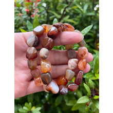 Pulseira com Pepita de Cristal de Cornalina, Pulseira de Pedra Preciosa Genuína