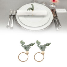 Opruiming! Giyblacko elegante tafelset met servetringen voor 1, 2 of 4 blaadjes, houten kralen en roestvrije decoratie voor bruiloften, feestdagen en