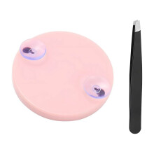 Conjunto compacto de lupa de viagem para cosméticos com aumento de 30x, ventosa e pinça.