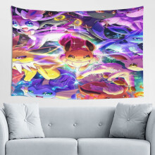 Nástěnná tapiserie Pikachu pro chlapce a dívky, nástěnná dekorace, dekorace do ložnice, obývací pokoj, 60*40 palců