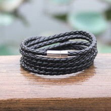Ayyufe Mansjettarmbånd Unisex Flerlags Flettet Lær Mansjettarmbånd Armbånd