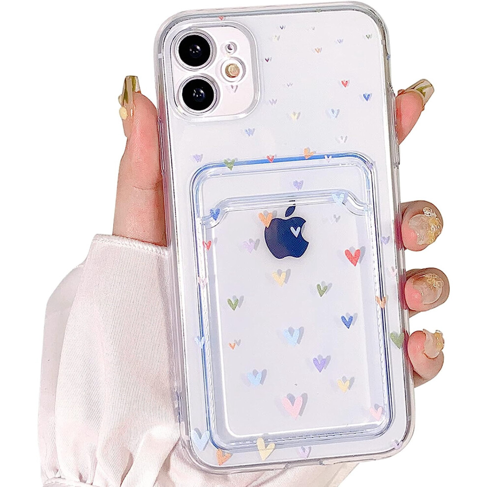Iphone 12 Clear Case With Card Holder And Heart Design 301029232480