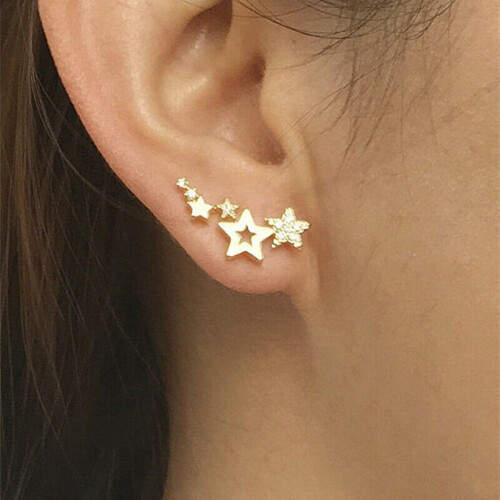 Petites boucles d'oreilles étoiles style campus tendance