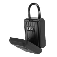 Vierstelliger Aluminium-Schlüsselsafe, tragbar, schwarz.