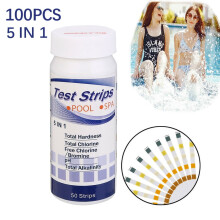 EQWLJWE5in1Pool- und Spa-Wasser-Teststreifen-Set für Chlor, Brom, pH-Wert, Alkalität und Härte – Schwimmbadzubehör – Sonderangebot im