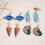 Boucles d'oreilles pendantes inspirées de la mer-Marron clair 7
