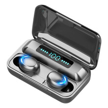 Avtoify Mini draadloze headset Bluetooth 5.1 stereo hoofdtelefoon in-ear oordopjes met oplaadcase zwart