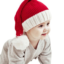 Kids' Bunny Woolen Christmas Hat – Unisex, Pure Colour,