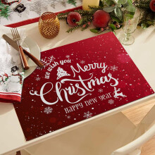 Lssam Christmas placemats set of 6 red waterproof 32x21cm