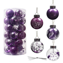 Christmas Tree Ornaments Purple Glitter Balls 30 pcs 2.36