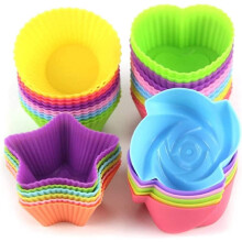 GoXteam silicone cupcake liners 24-pack, 4 shapes