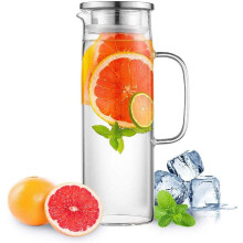 Heat Resistant Glass Pitcher with Stainless Steel Lid 1000ml
