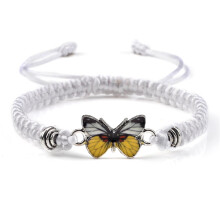 Butterfly charm bracelet adjustable yellow string